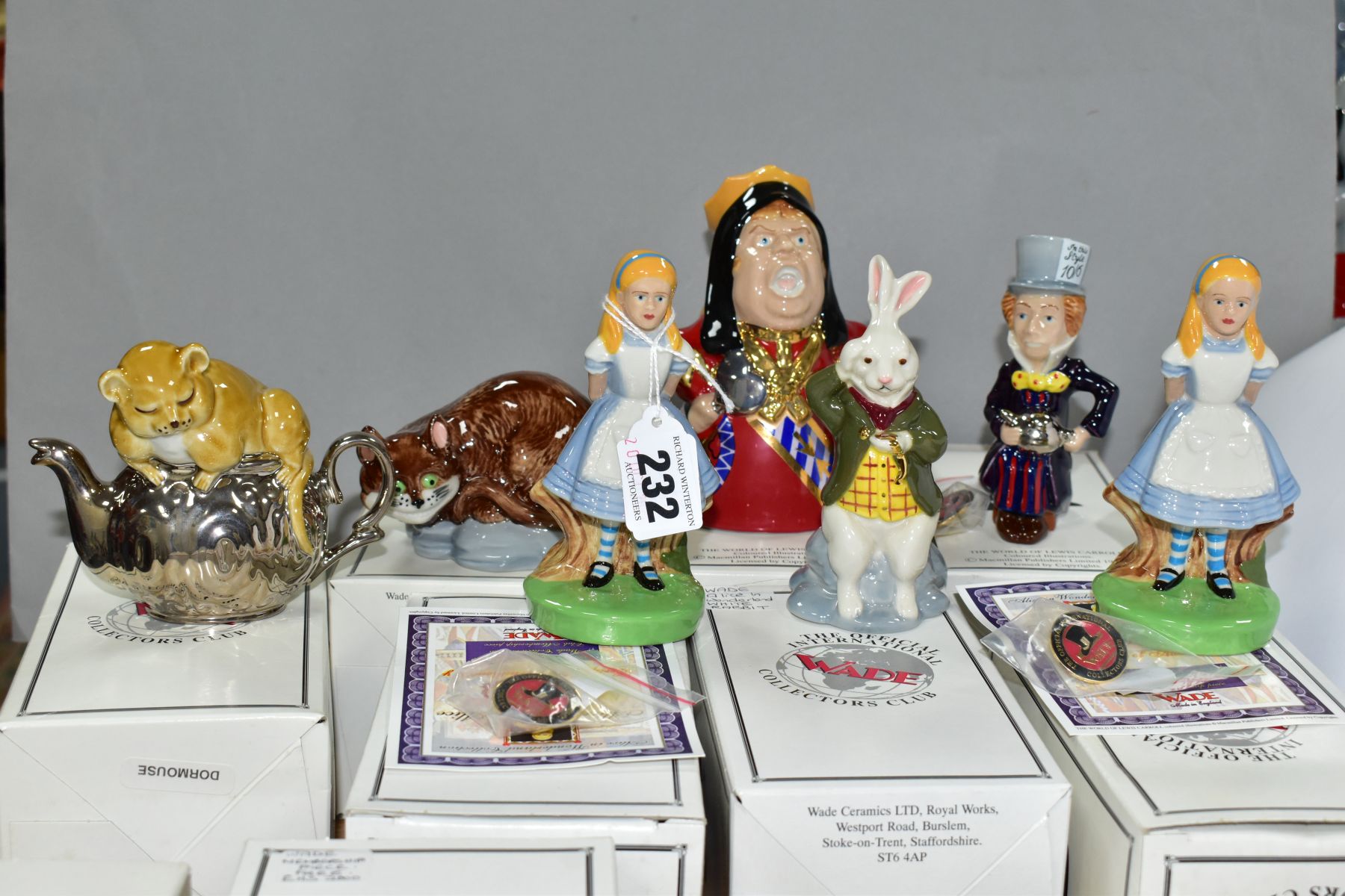 SEVEN BOXED WADE MEMBERSHIP FIGURES 1999 FROM ALICE IN WONDERLAND, comprising two Alice, both with