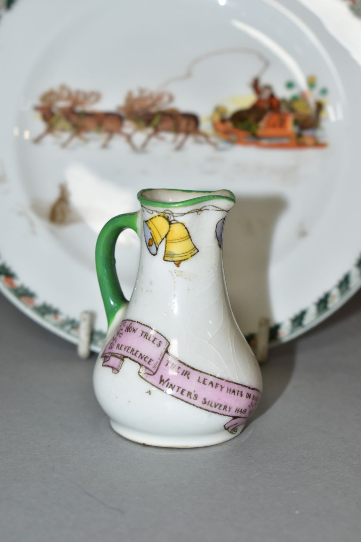 TWO PIECES OF ROYAL DOULTON CHRISTMAS - SANTA CLAUS SERIES WARE, comprising miniature jug no 5, - Image 3 of 7