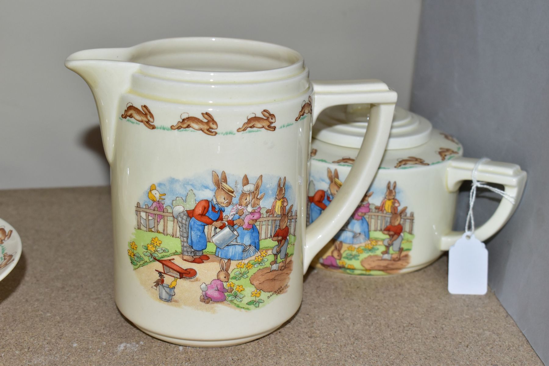 FIVE PIECES OF ROYAL DOULTON BUNNYKINS EARTHENWARE TABLEWARE, designed by Walter Hayward after - Image 7 of 10