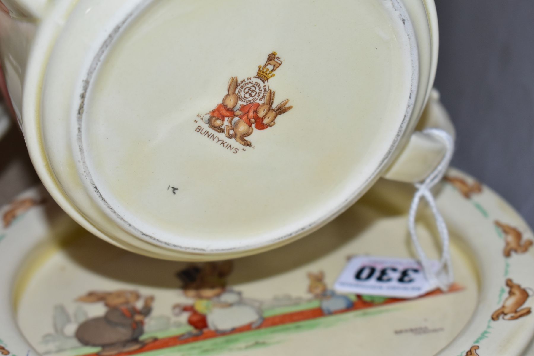 THREE PIECES OF ROYAL DOULTON BUNNYKINS EARTHENWARE TABLEWARES OF WEDDING SCENE DESIGNED BY - Image 6 of 8