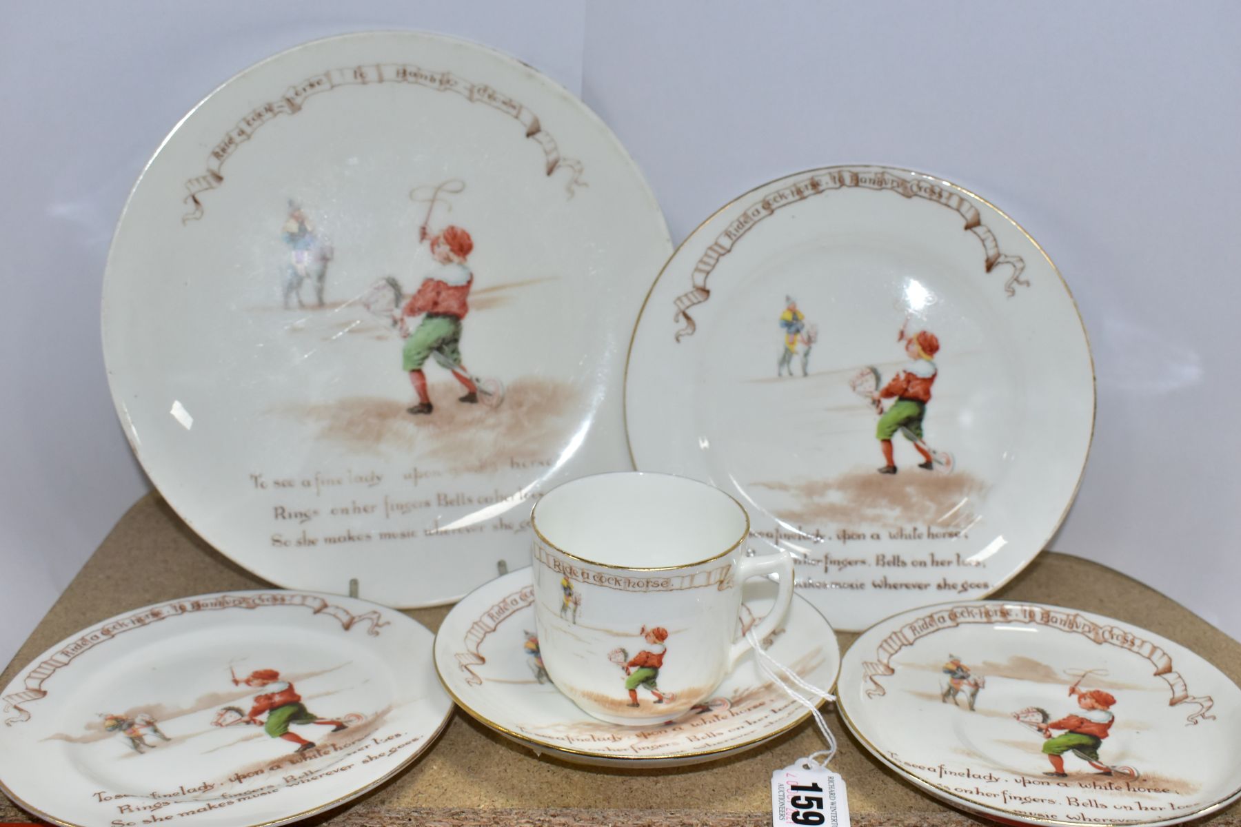SIX PIECES OF ROYAL DOULTON NURSERY RHYMES 'A' SERIES WARE, DESIGNED BY WILLIAM SAVAGE COOPER, 'Ride