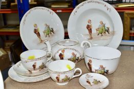 NINE PIECES OF ROYAL DOULTON NURSERY RHYMES 'A' SERIES WARE, designed by William Savage Cooper, '