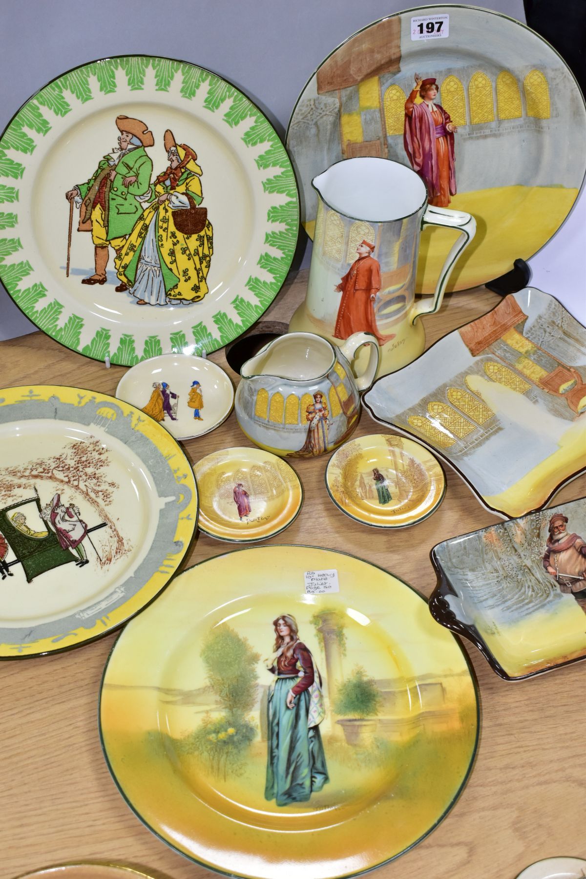 ROYAL DOULTON SHAKESPEARE SERIES WARE, ETC, comprising a Cardinal Wolsey shaped rectangualar tray