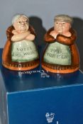 TWO ROYAL DOULTON NOVELTY CRUETS, Votes For Women D7066 and Toll For Men D7067, height 8.5cm (2) (