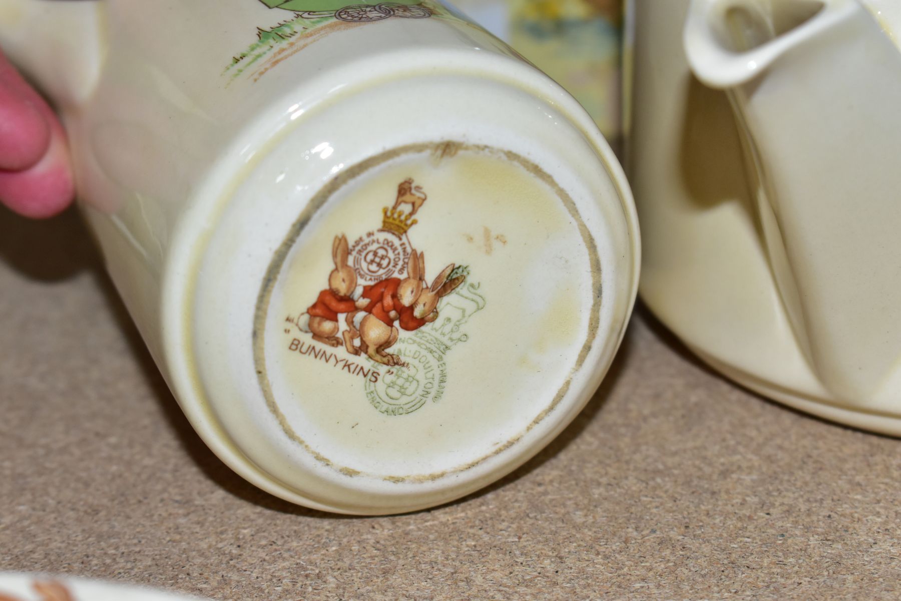 NINE PIECES OF ROYAL DOULTON BUNNYKINS EARTHENWARE TABLEWARES OF SCENES BY BARBARA VERNON, - Image 12 of 14