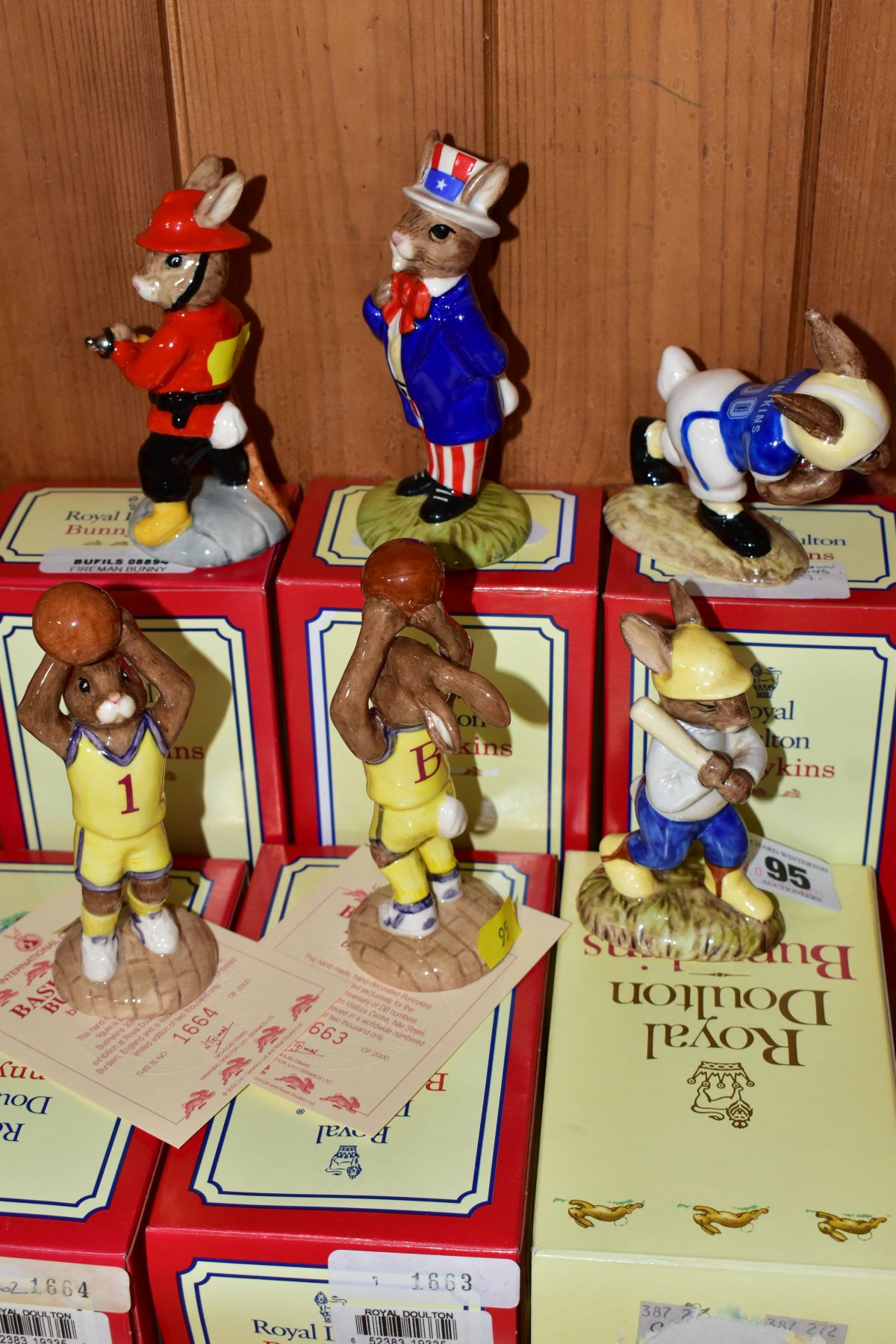 SIX BOXED ROYAL DOULTON BUNNYKINS FIGURES, American themed, comprising Home Run DB43 (box ripped), - Image 3 of 5