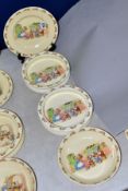 FOUR PIECES ROYAL DOULTON BUNNYKINS EARTHENWARE TABLEWARES OF CHRISTMAS PARTY SCENE LF9 designed