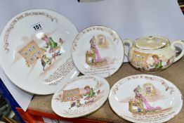 FIVE PIECES OF ROYAL DOULTON NURSERY RHYMES 'A' SERIES WARE, designed by William Savage Cooper,