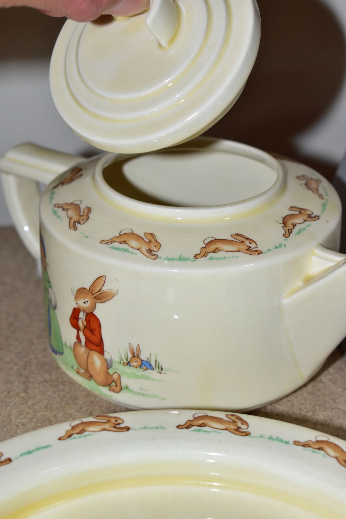 THREE PIECES OF ROYAL DOULTON BUNNYKINS EARTHENWARE TABLEWARES OF WEDDING SCENE DESIGNED BY - Image 7 of 8