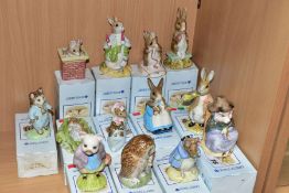 THIRTEEN BOXED ROYAL ALBERT BEATRIX POTTER FIGURES BP6, comprising And This Pig Had None, (written