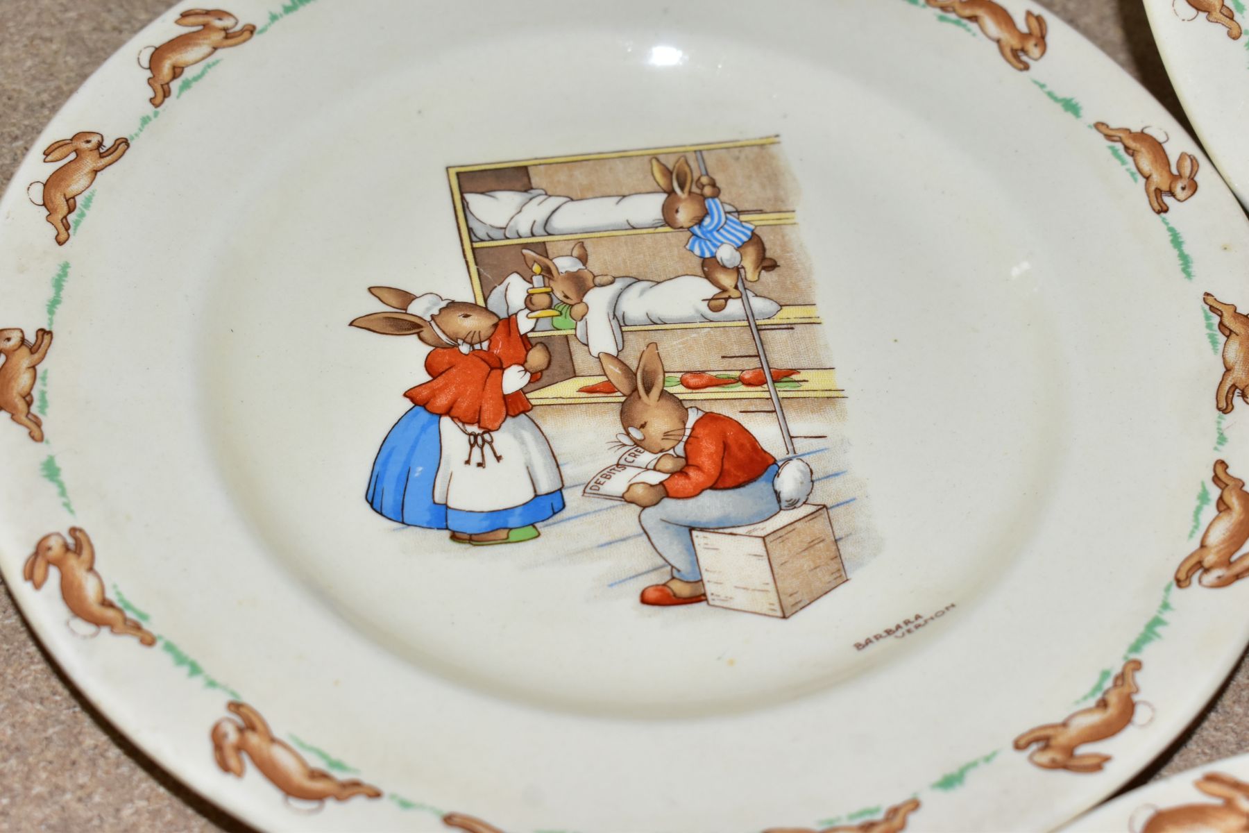 SEVEN PIECES OF ROYAL DOULTON BUNNYKINS EARTHENWARE TABLEWARES OF SCENES BY BARBARA VERNON, - Image 10 of 14