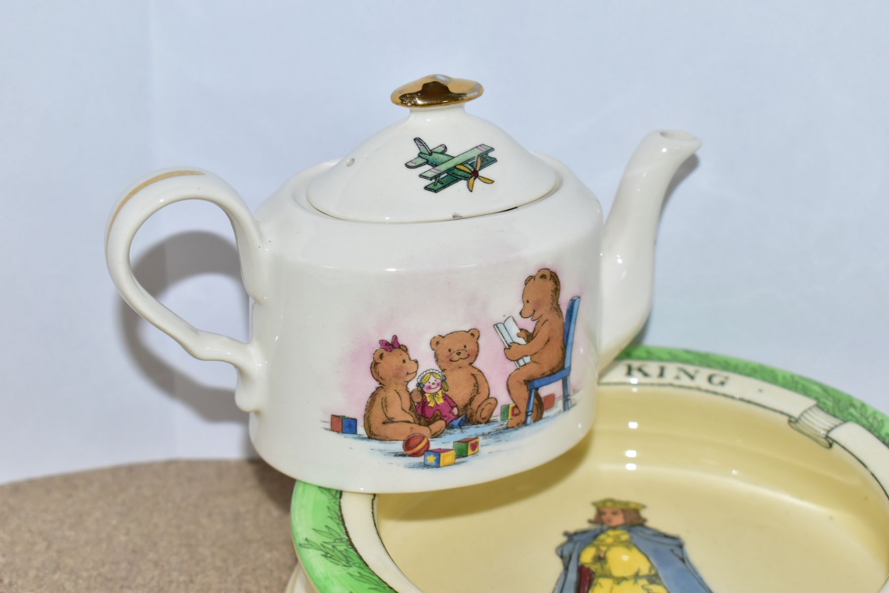 A GROUP OF ROYAL DOULTON NURSERY WARES, comprising three baby plates Nursery Rhyme B 'Little Bo - Image 5 of 11