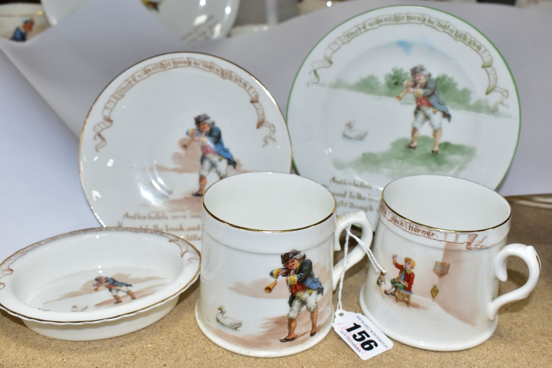 FOUR PIECES OF ROYAL DOULTON NURSERY RHYMES 'A' SERIES WARE, DESIGNED BY WILLIAM SAVAGE COOPER, '