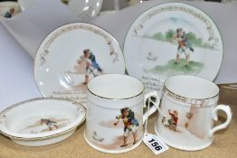 FOUR PIECES OF ROYAL DOULTON NURSERY RHYMES 'A' SERIES WARE, DESIGNED BY WILLIAM SAVAGE COOPER, '