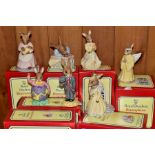 SEVEN BOXED ROYAL DOULTON BUNNYKINS FIGURES, Bride DB101, Groom DB102, New Baby DB158, Mother and