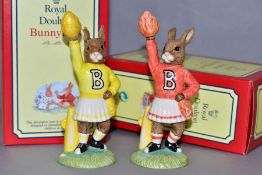 TWO ROYAL DOULTON BUNNYKINS FIGURES, Cheerleader DB143 Exclusively for U.K.I. Ceramics Ltd Doulton