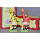 TWO ROYAL DOULTON BUNNYKINS FIGURES, Cheerleader DB143 Exclusively for U.K.I. Ceramics Ltd Doulton