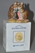 A BOXED ROYAL ALBERT BEATRIX POTTER FIGURE GROUP, The Christmas Stocking P3257 (BP6a) (Condition