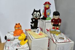 SIX BOXED LIMITED EDITION WADE TV/COMIC CHARACTER FIGURES, comprising UKI Ceramics Ltd Felix the Cat