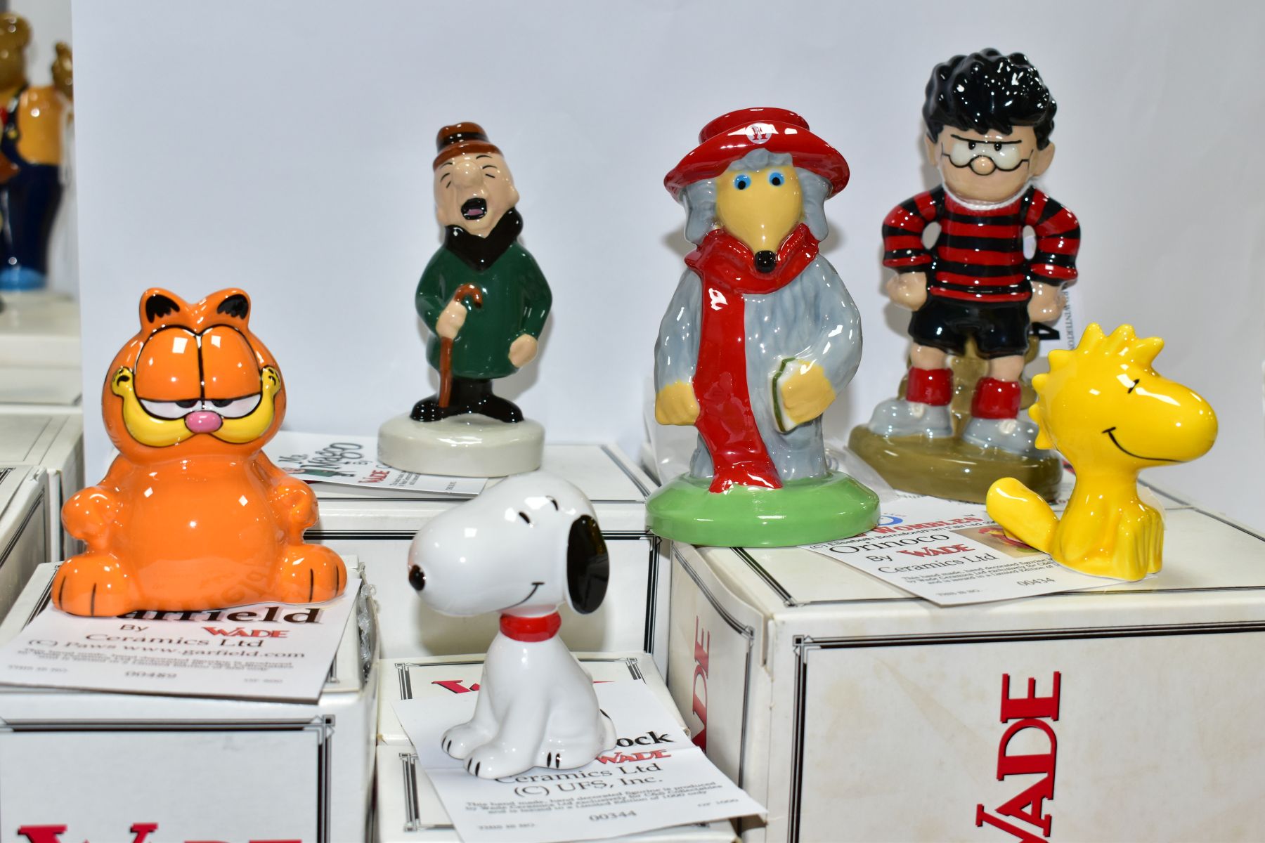 SIX BOXED WADE NOVELTY TV/COMIC CHARACTERS, comprising BJ Promotions limited edtion Dennis The