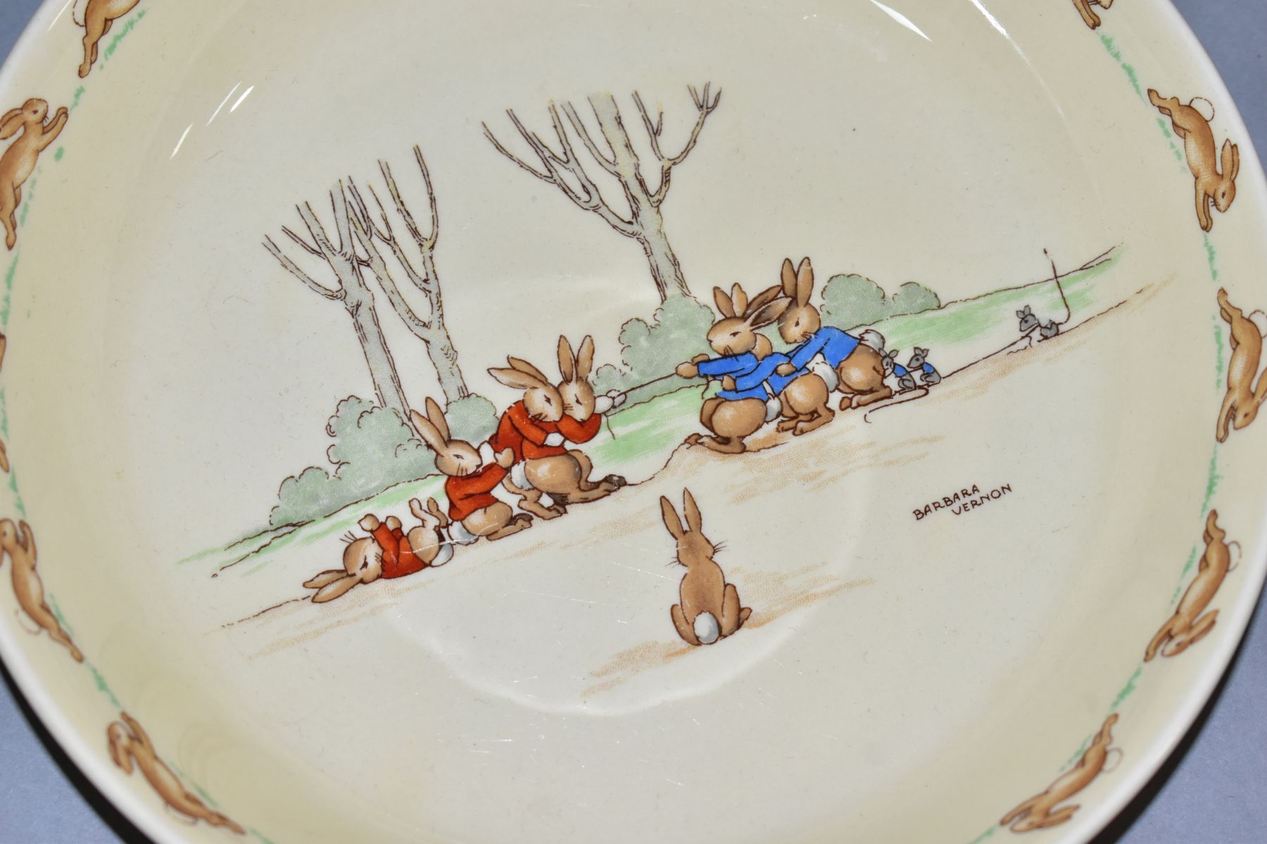 TWO PIECES OF ROYAL DOULTON BUNNYKINS EARTHENWARE, designed by Barbara Vernon comprising bread and - Image 3 of 5