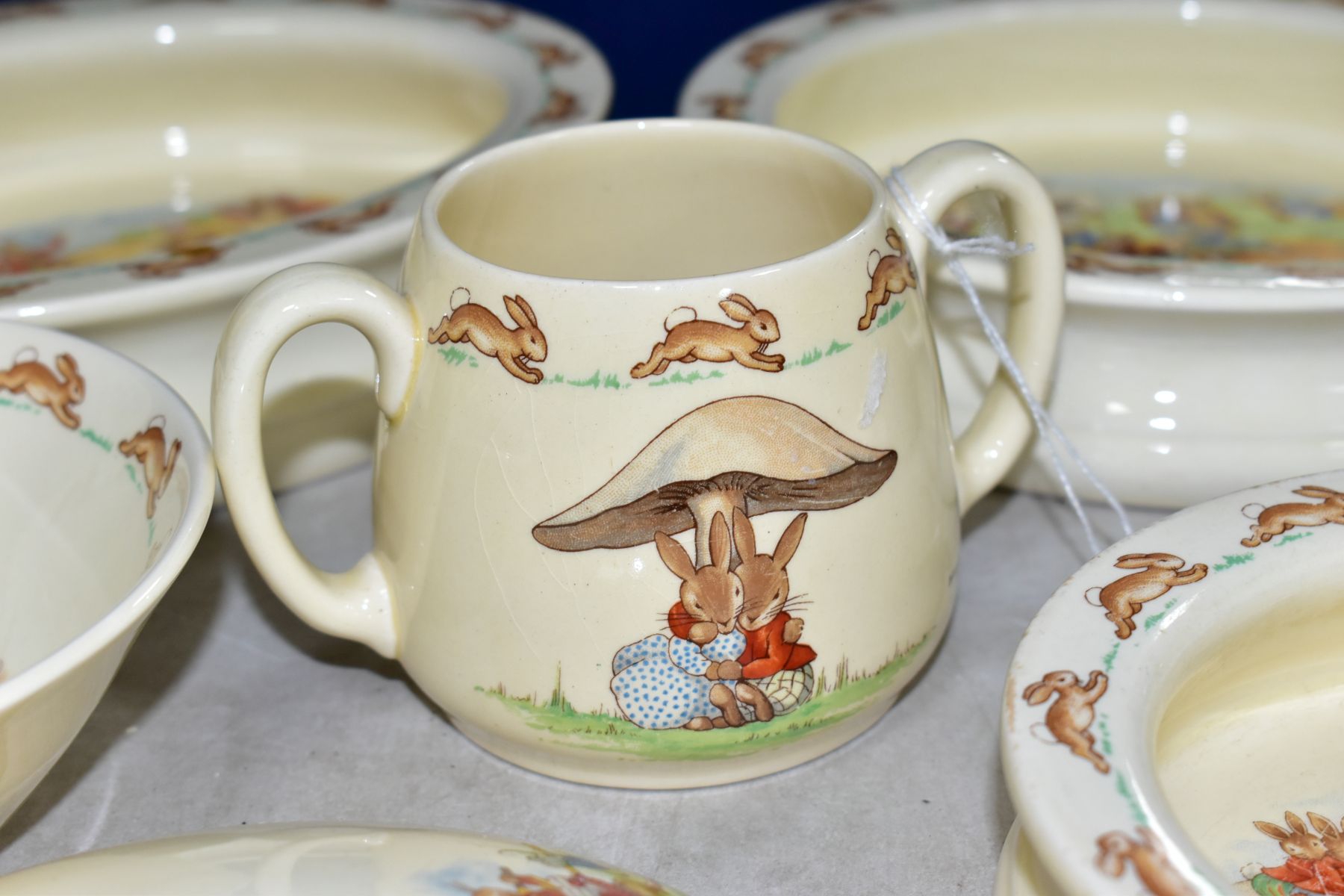 SIX PIECES OF ROYAL DOULTON BUNNYKINS EARTHENWARE TABLEWARES, DESIGNED BY BARBARA VERNON AND - Image 5 of 11