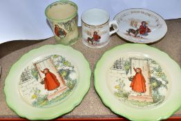 FIVE PIECES OF ROYAL DOULTON LITTLE RED RIDING HOOD SERIES WARE, comprising a waisted beaker