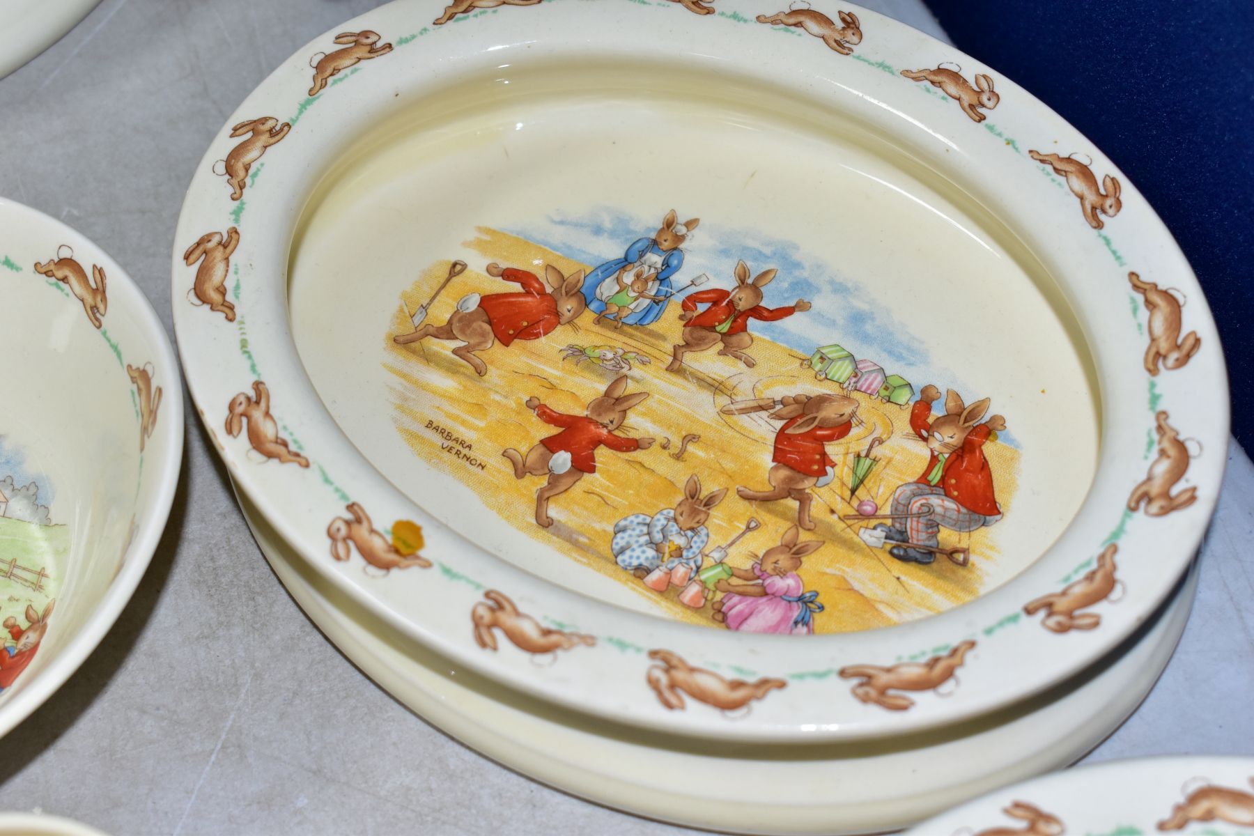 SIX PIECES OF ROYAL DOULTON BUNNYKINS EARTHENWARE TABLEWARES, DESIGNED BY BARBARA VERNON AND - Image 9 of 11