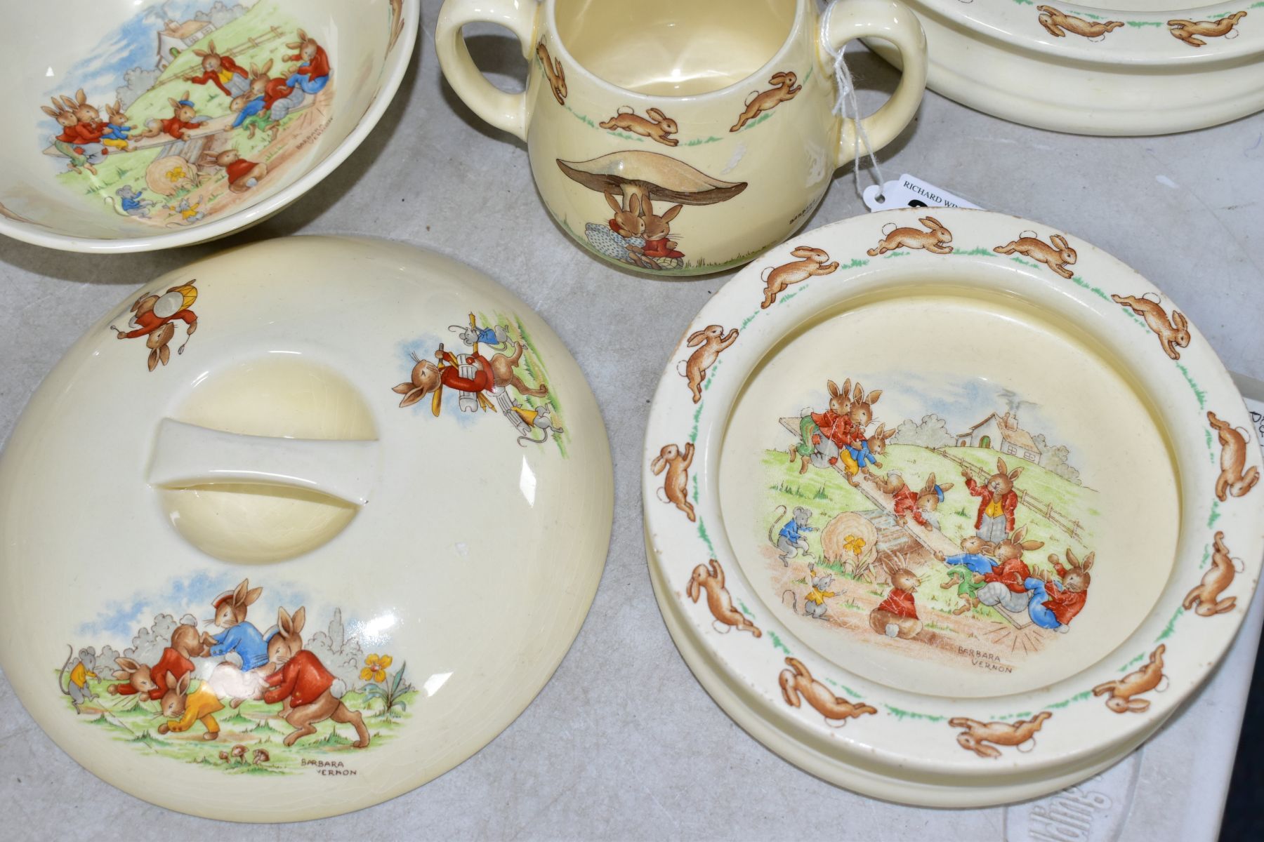 SIX PIECES OF ROYAL DOULTON BUNNYKINS EARTHENWARE TABLEWARES, DESIGNED BY BARBARA VERNON AND - Image 4 of 11