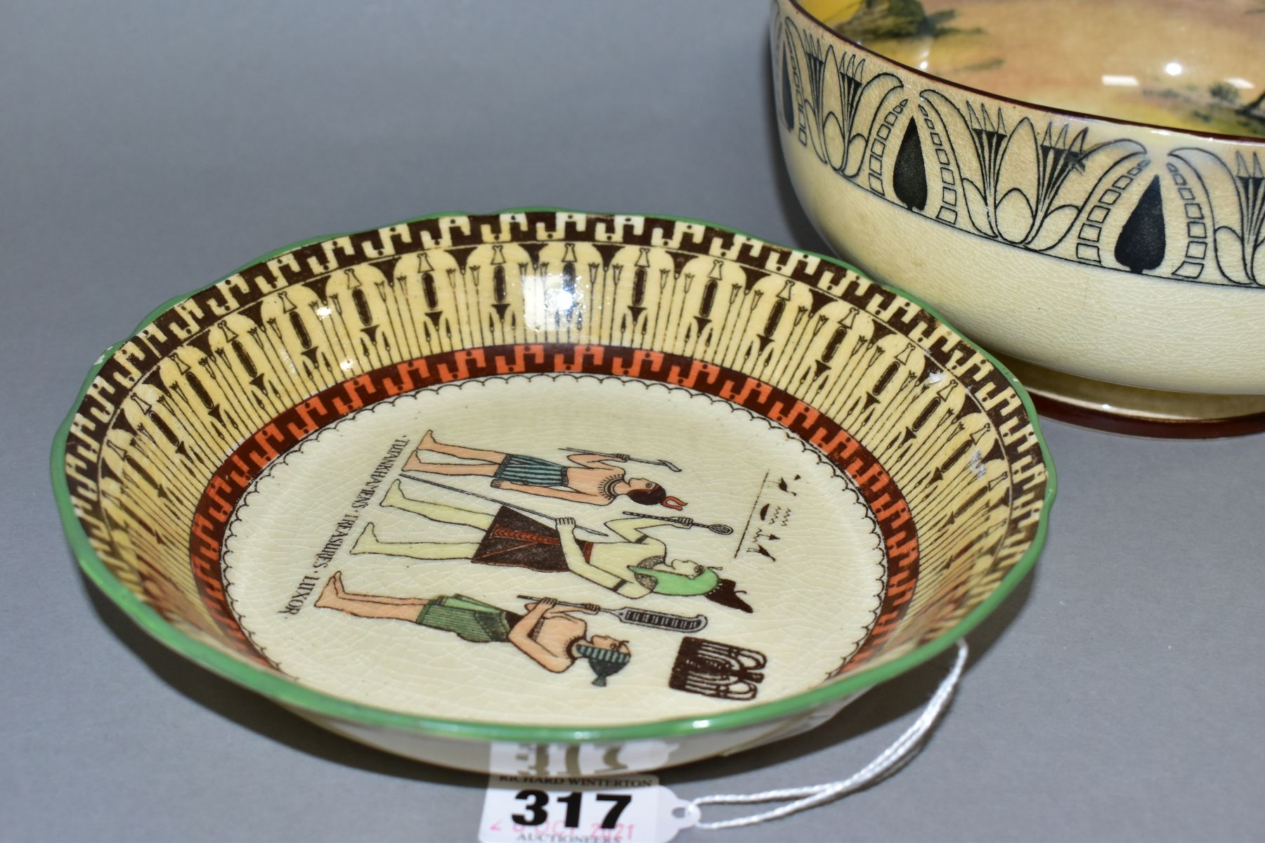 TWO ROYAL DOULTON SERIES WARE ITEMS, comprising Egyptian B bowl D3419 with Papyrus reeds as border - Image 6 of 10