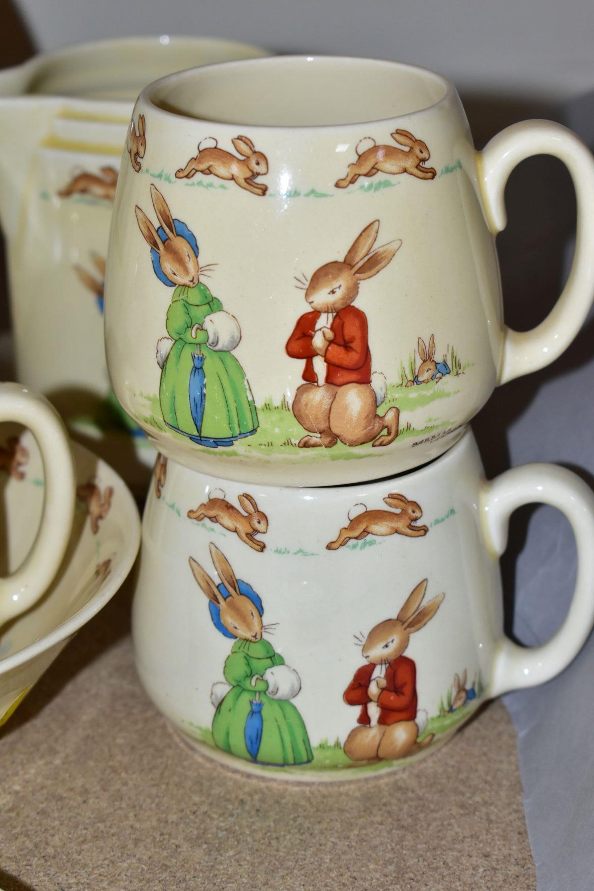 TWELVE PIECES OF ROYAL DOULTON BUNNYKINS EARTHENWARE TABLEWARES OF SCENES BY BARBARA VERNON, - Image 10 of 12