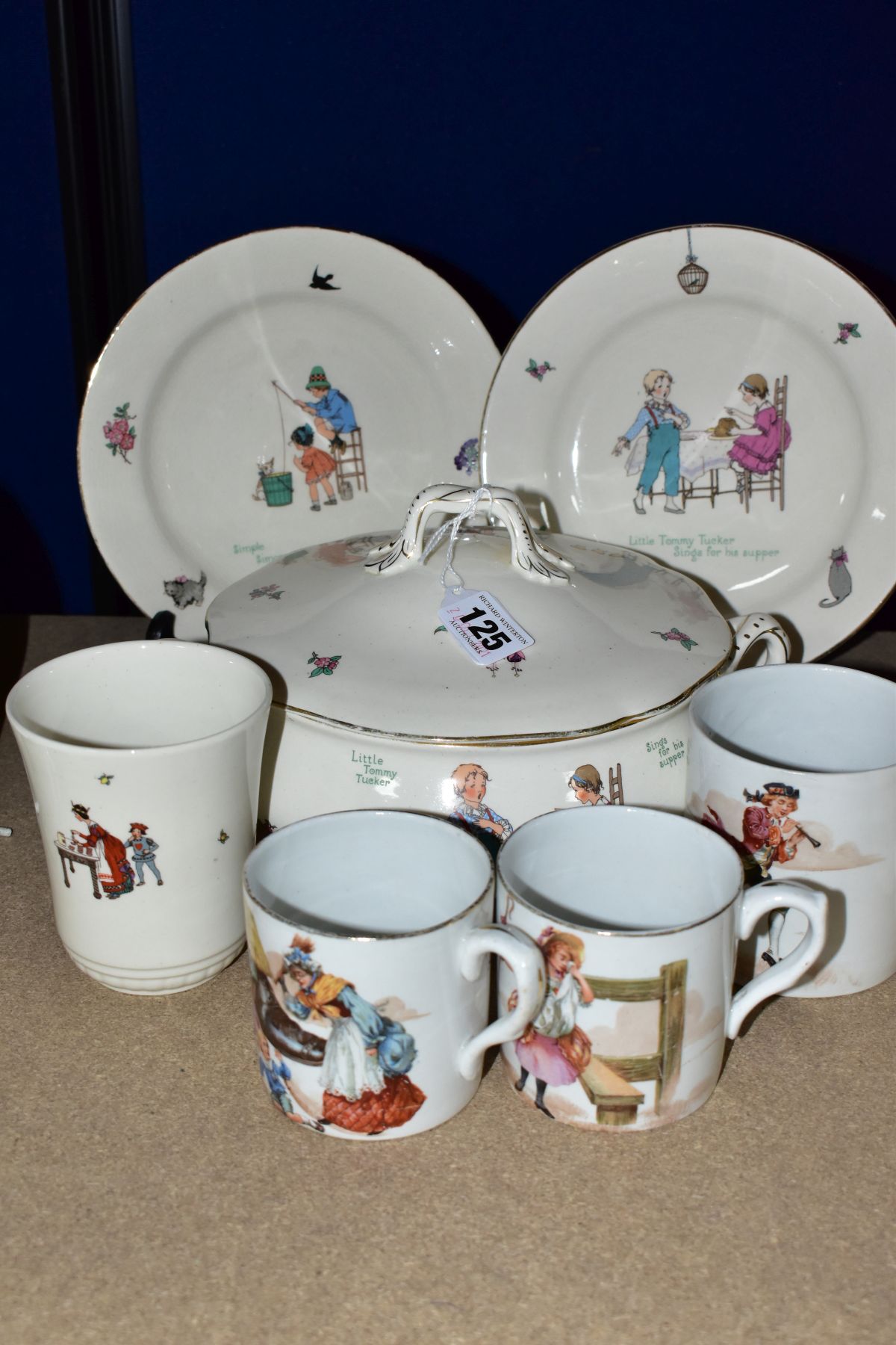 SEVEN PIECES OF ROYAL DOULTON NURSERY RHYMES SERIES WARE DESIGNED BY WILLIAM SAVAGE COOPER AND IN