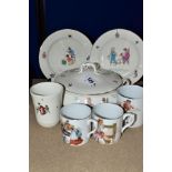 SEVEN PIECES OF ROYAL DOULTON NURSERY RHYMES SERIES WARE DESIGNED BY WILLIAM SAVAGE COOPER AND IN