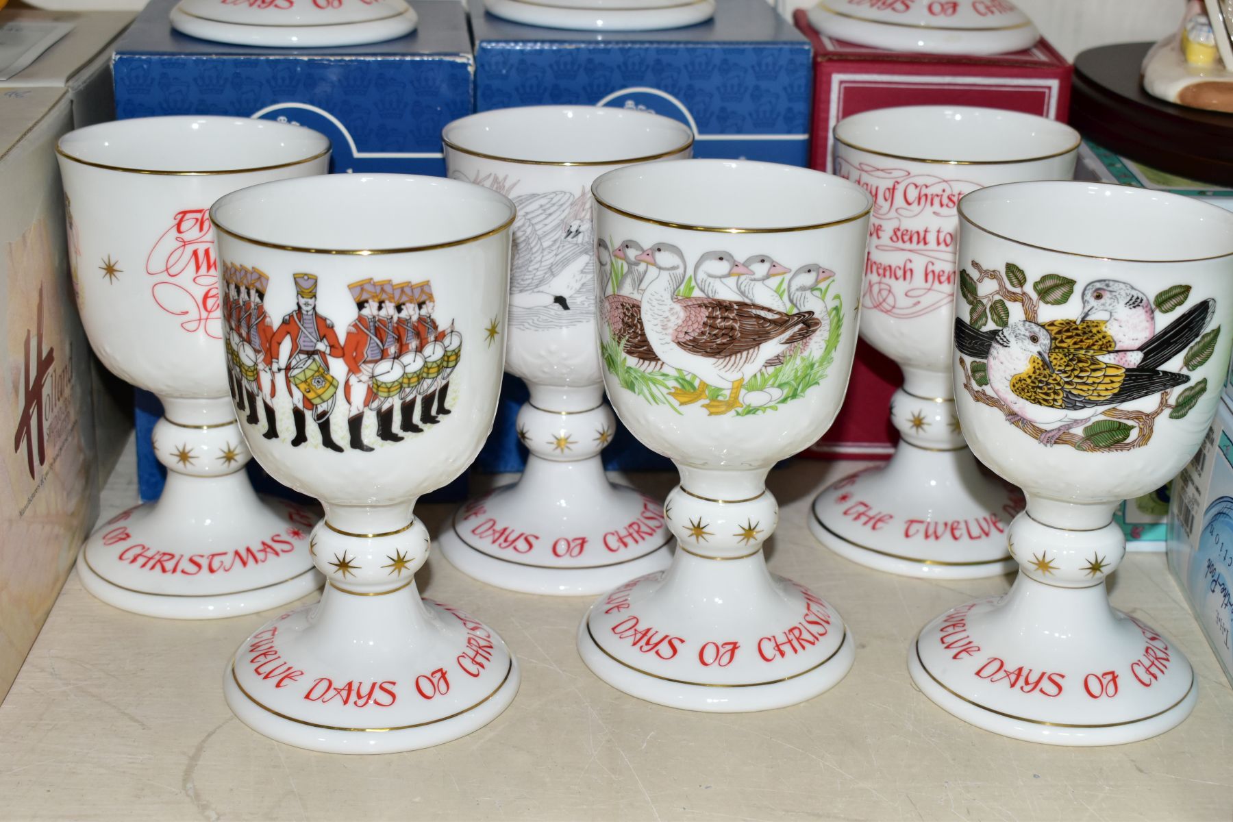 A SET OF TWELVE LIMITED EDITION ROYAL DOULTON GOBLETS, The Twelve Days of Christmas, limited to 10, - Image 4 of 6
