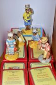 FIVE BOXED ROYAL DOULTON BUNNYKINS FIGURES FROM THE BUNNYKINS FAMILY HOLIDAY OUTING, comprising