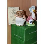 A BOXED PAIR OF BESWICK WARE LIMITED EDITION BEATRIX POTTER FIGURES, Jemima Puddle-duck and Mrs