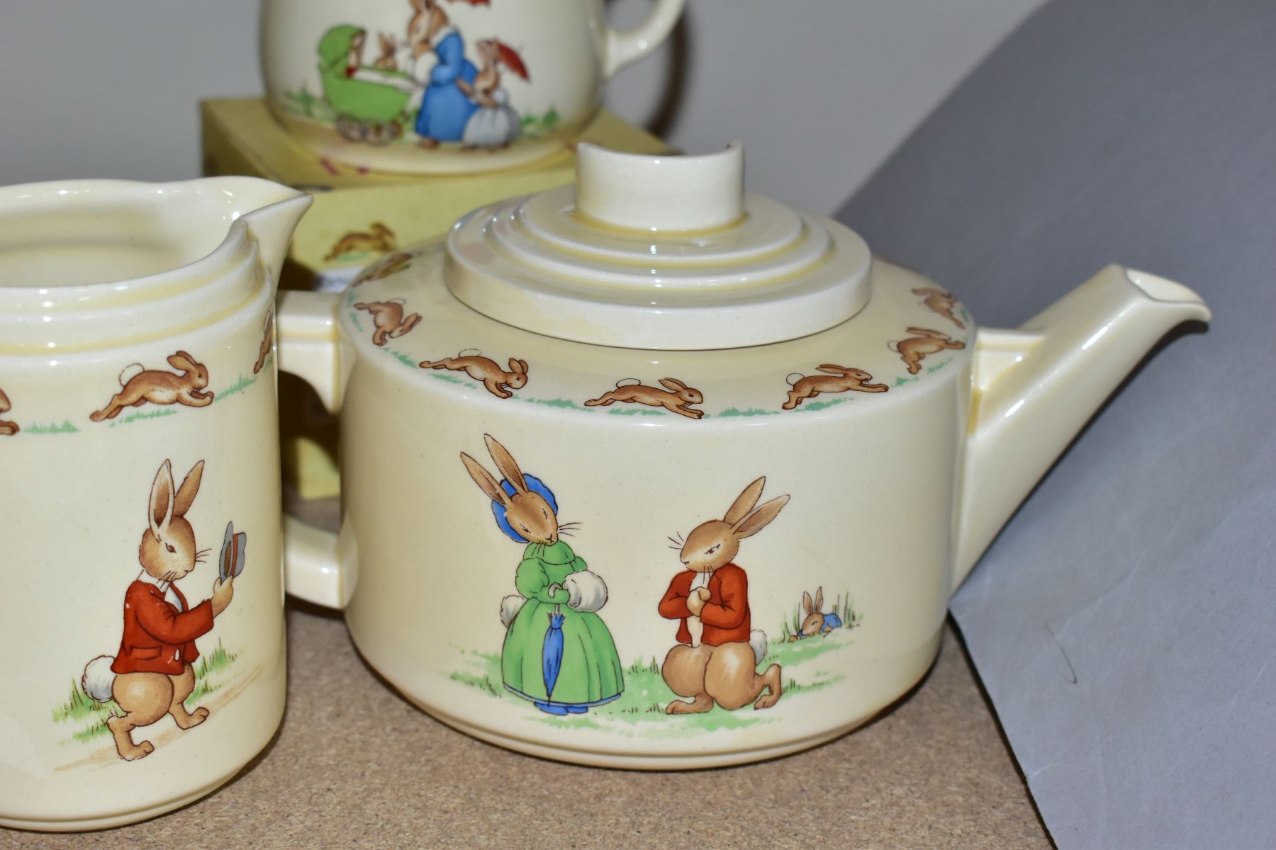 NINE PIECES OF ROYAL DOULTON BUNNYKINS EARTHENWARE TABLEWARES OF SCENES BY BARBARA VERNON, - Image 8 of 14