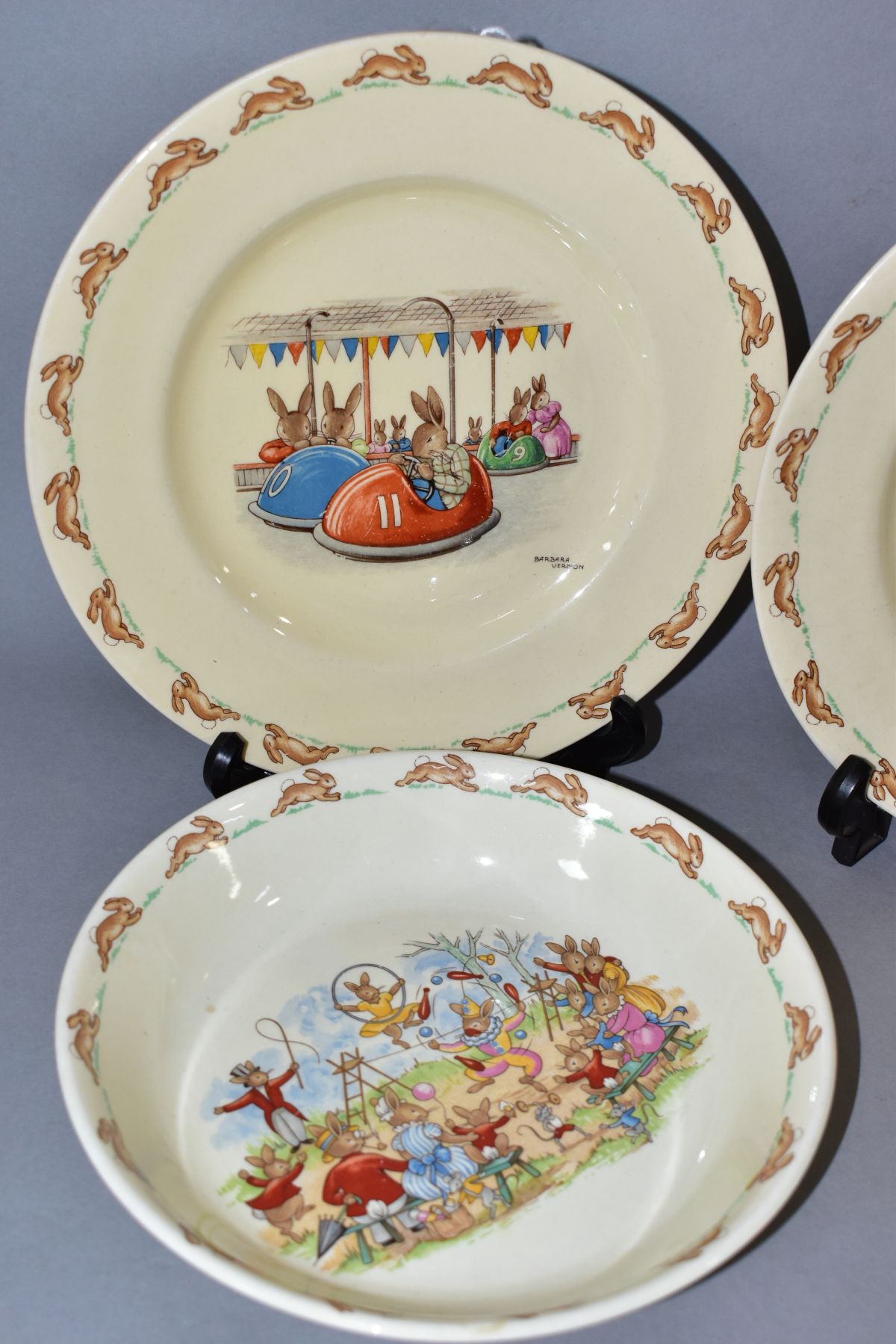 FIVE PIECES ROYAL DOULTON BUNNYKINS EARTHENWARE TABLEWARES DESIGNS BY BARBARA VERNON AND WALTER - Image 6 of 11