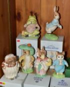 SIX BOXED ROYAL ALBERT LARGE BEATRIX POTTER FIGURES, Bp6b, comprising Benjamin Bunny (brown