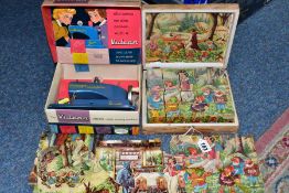 A BOXED SNOW WHITE & THE SEVEN DWARFS CUBE JIGSAW, depicting four different scenes (sd), together