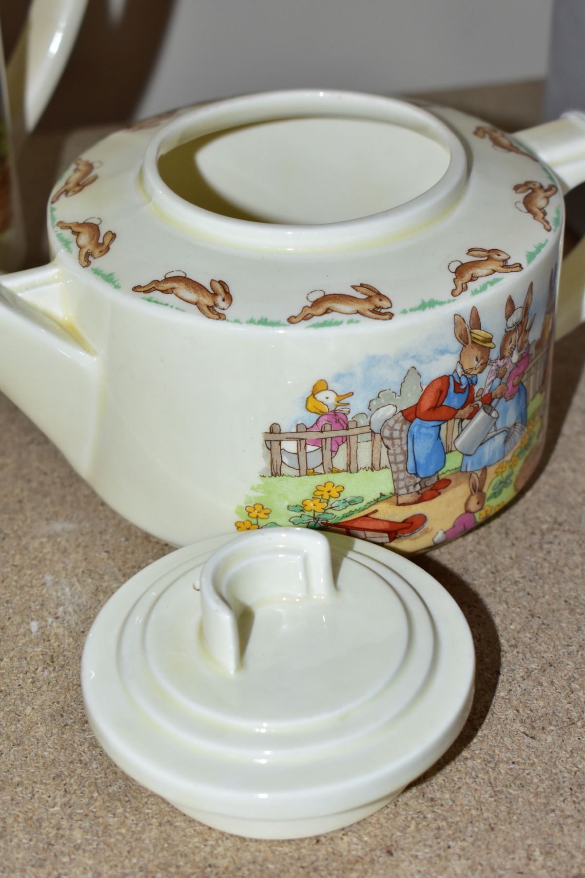 FIVE PIECES OF ROYAL DOULTON BUNNYKINS EARTHENWARE TABLEWARE, designed by Walter Hayward after - Image 9 of 10