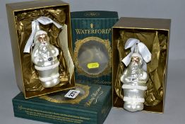 TWO BOXED WATERFORD HOLIDAY HEIRLOOMS CHRISTMAS TREE DECORATIONS, both Frosty Santa (2) (Condition