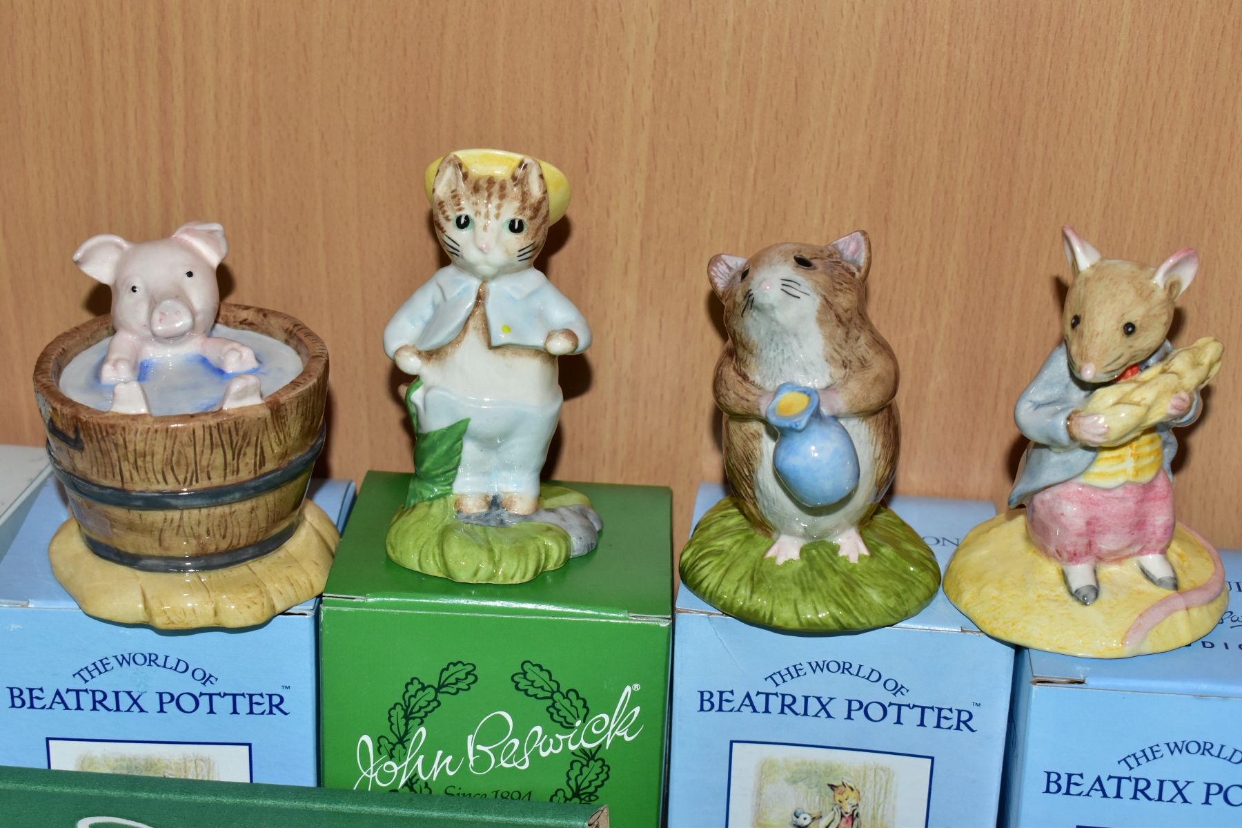 SIX BOXED BESWICK BEATRIX POTTER FIGURES, BP10a, comprising Jemima and her Ducklings, Johnny Town- - Bild 3 aus 4