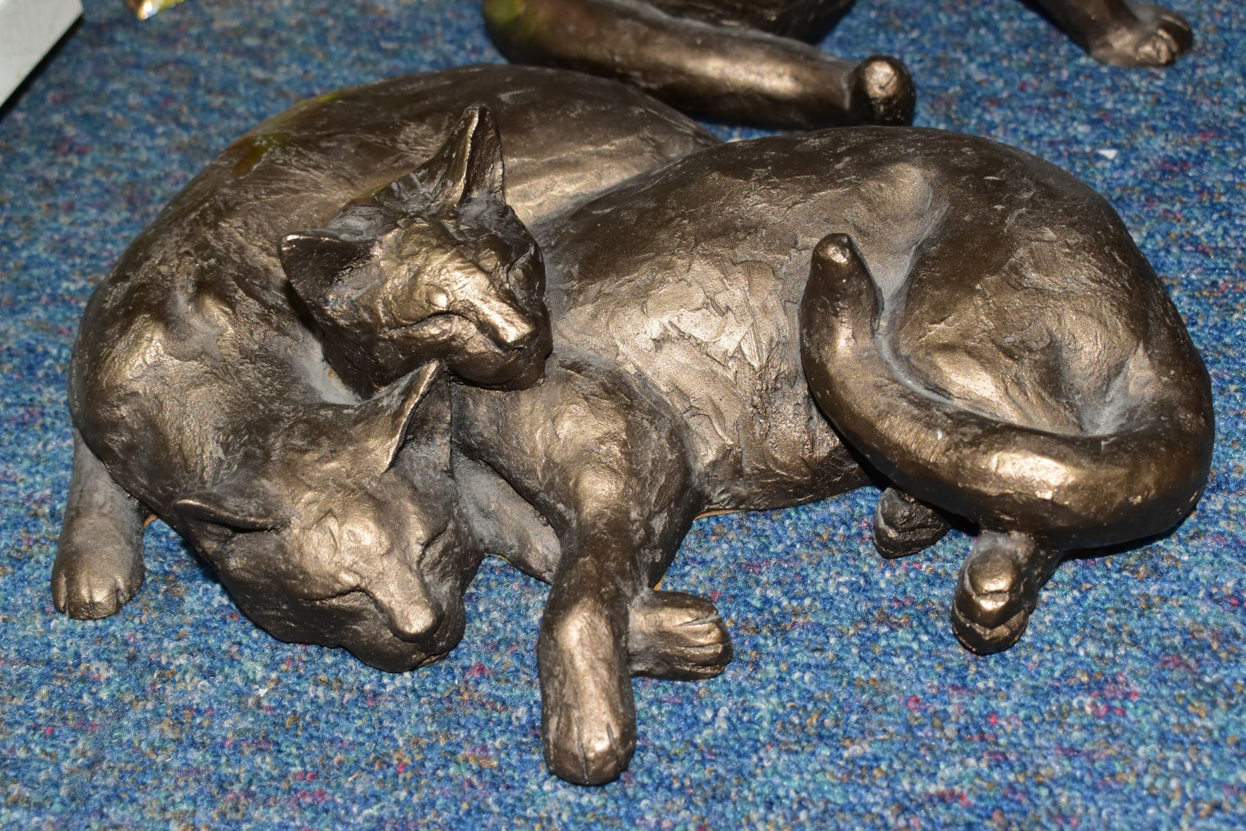 TWO FRITH SCULPTURES OF CATS, comprising Cat scratching, approximate height 21cm and a pair of - Image 2 of 4