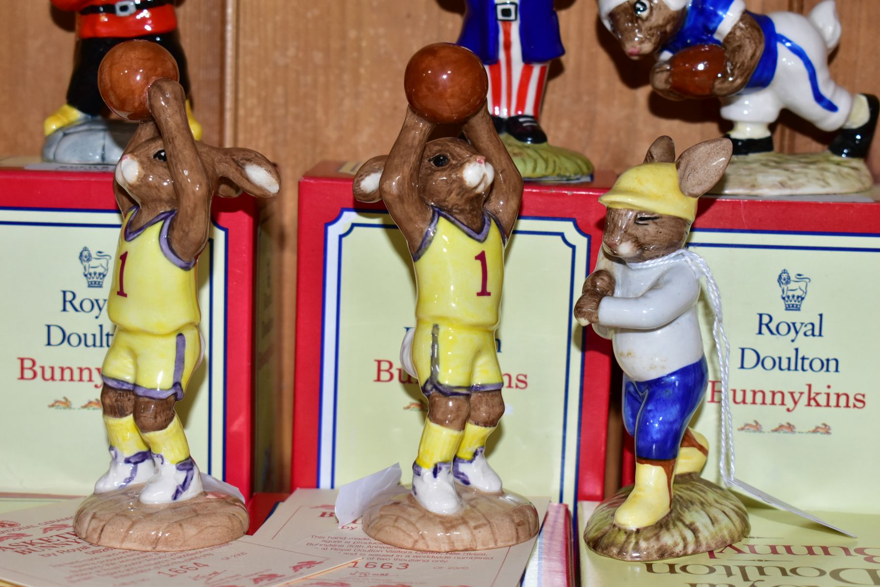 SIX BOXED ROYAL DOULTON BUNNYKINS FIGURES, American themed, comprising Home Run DB43 (box ripped), - Image 2 of 5