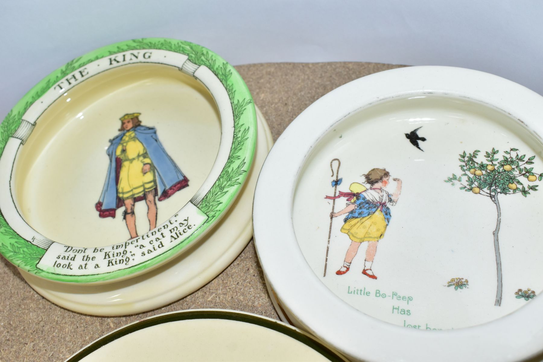 A GROUP OF ROYAL DOULTON NURSERY WARES, comprising three baby plates Nursery Rhyme B 'Little Bo - Image 7 of 11
