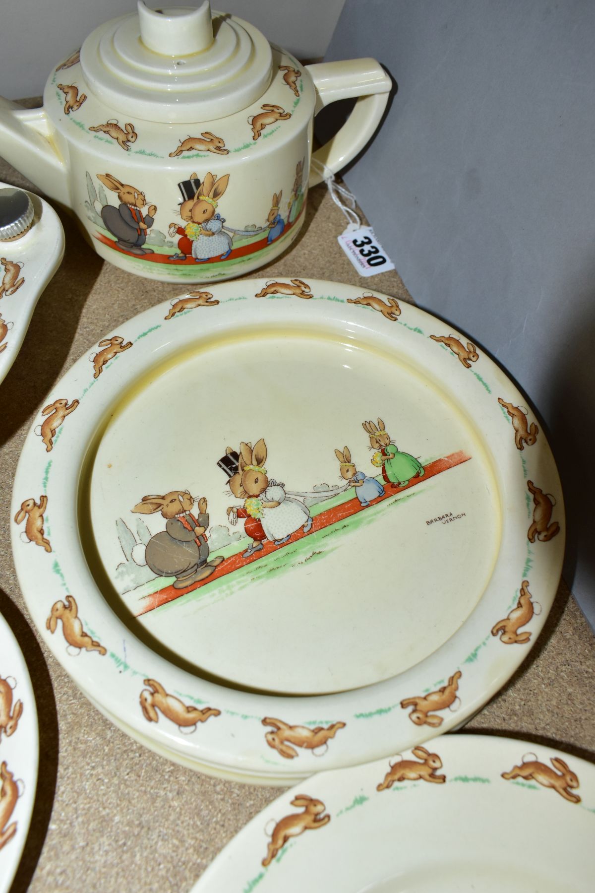 THREE PIECES OF ROYAL DOULTON BUNNYKINS EARTHENWARE TABLEWARES OF WEDDING SCENE DESIGNED BY - Image 3 of 8