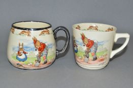 TWO PIECES OF ROYAL DOULTON BUNNYKINS EARTHENWARE, designed by Barbara Vernon, comprising a Don