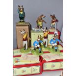 SEVEN BOXED ROYAL DOULTON SPORTING RELATED BUNNYKINS FIGURES, comprising Knockout DB30 (Golden