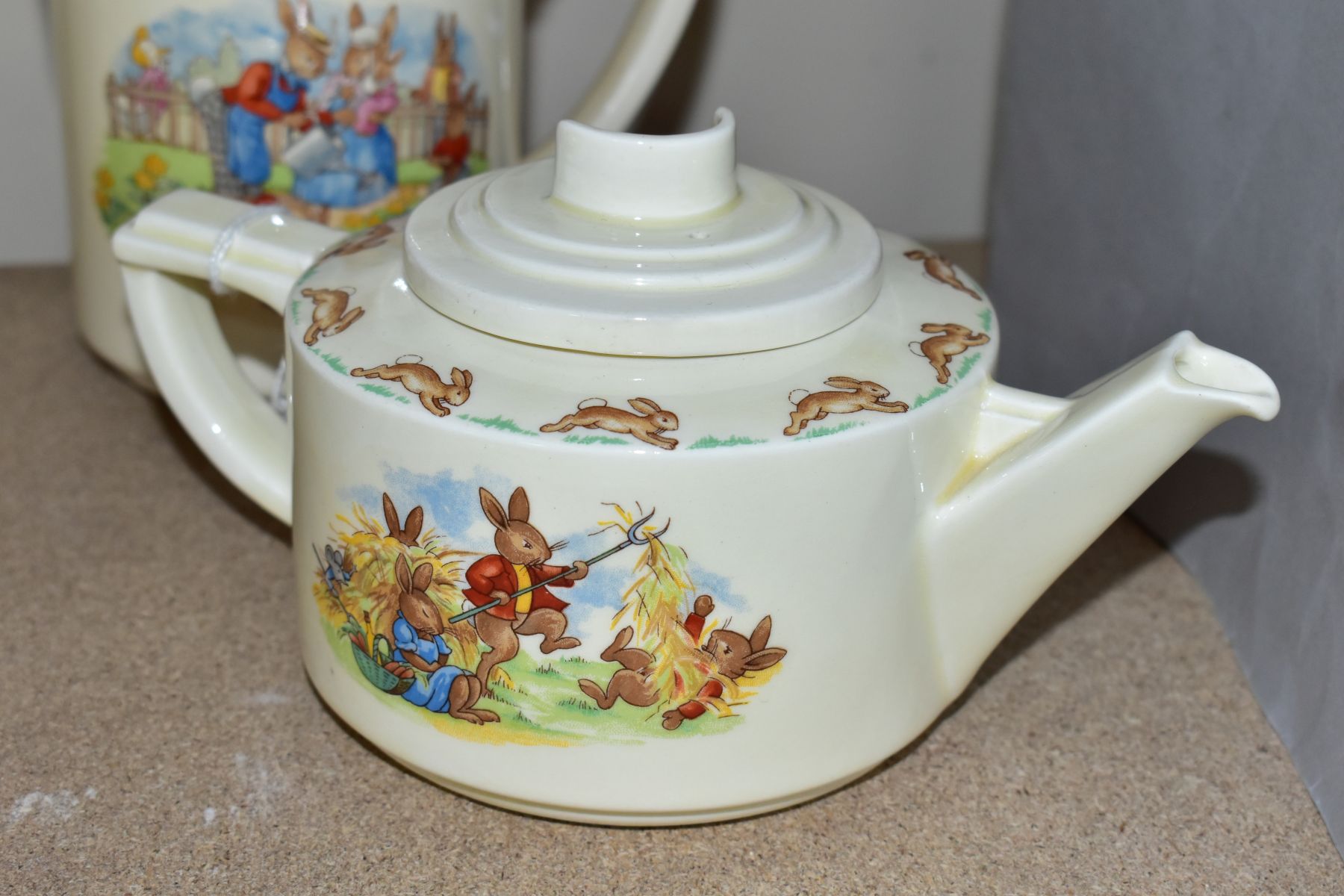 FIVE PIECES OF ROYAL DOULTON BUNNYKINS EARTHENWARE TABLEWARE, designed by Walter Hayward after - Image 6 of 10